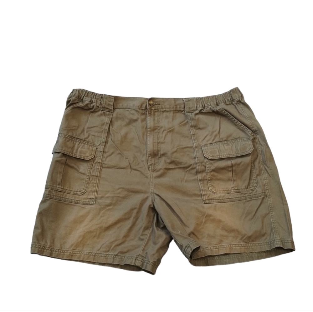 Croft & Barrow Brown Side-Elastic Faded Cargo Canvas Short front & Back Pockets